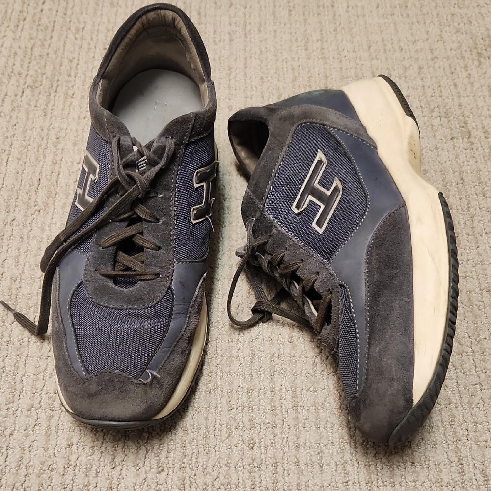 Hogan Blue and Gray Athletic Shoes with Chunky Design
